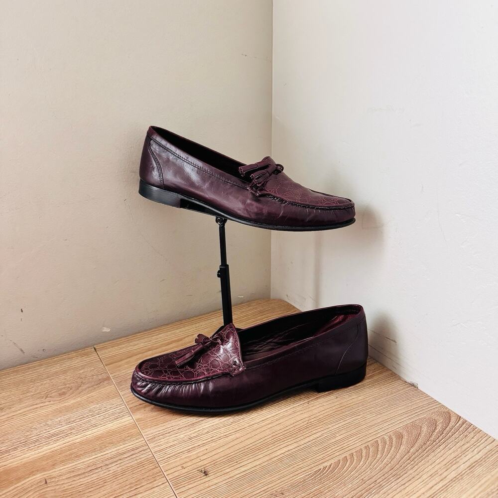 Mario Bruni Burgundy Leather Slip On Loafers Women’s Size 9.5